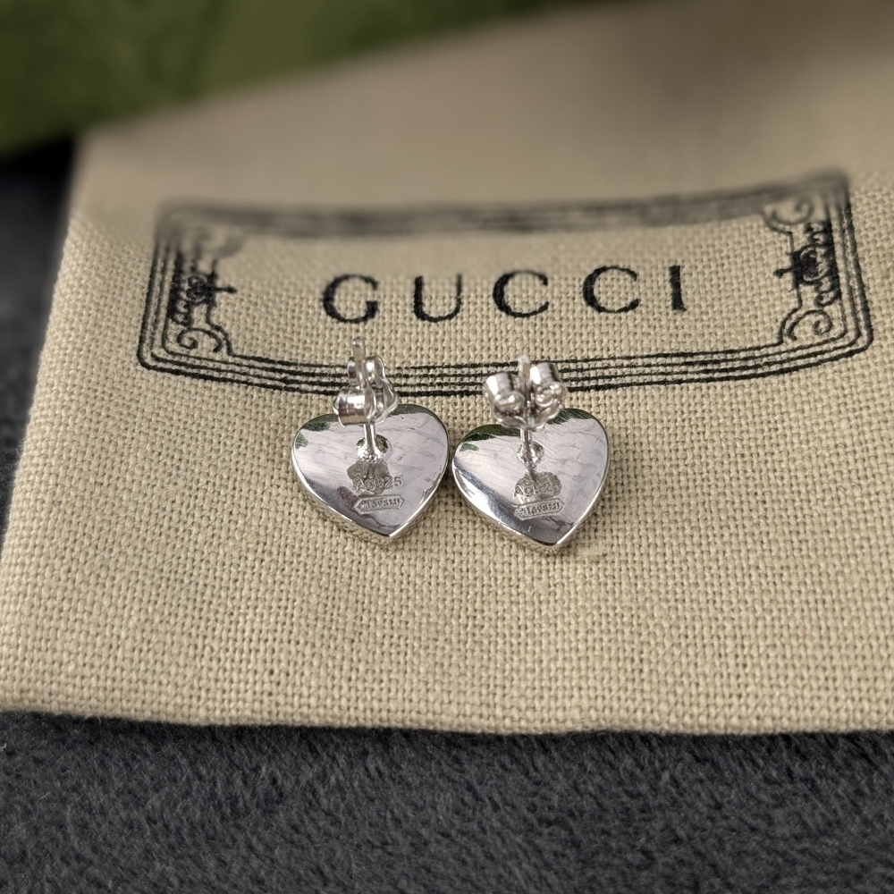 Gucci Heart Pierced Earrings Unisex Men's Women's - Picture 2 of 7